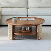 The Gileteen Handmade Solid Mango Wood Rattan Coffee Table B16